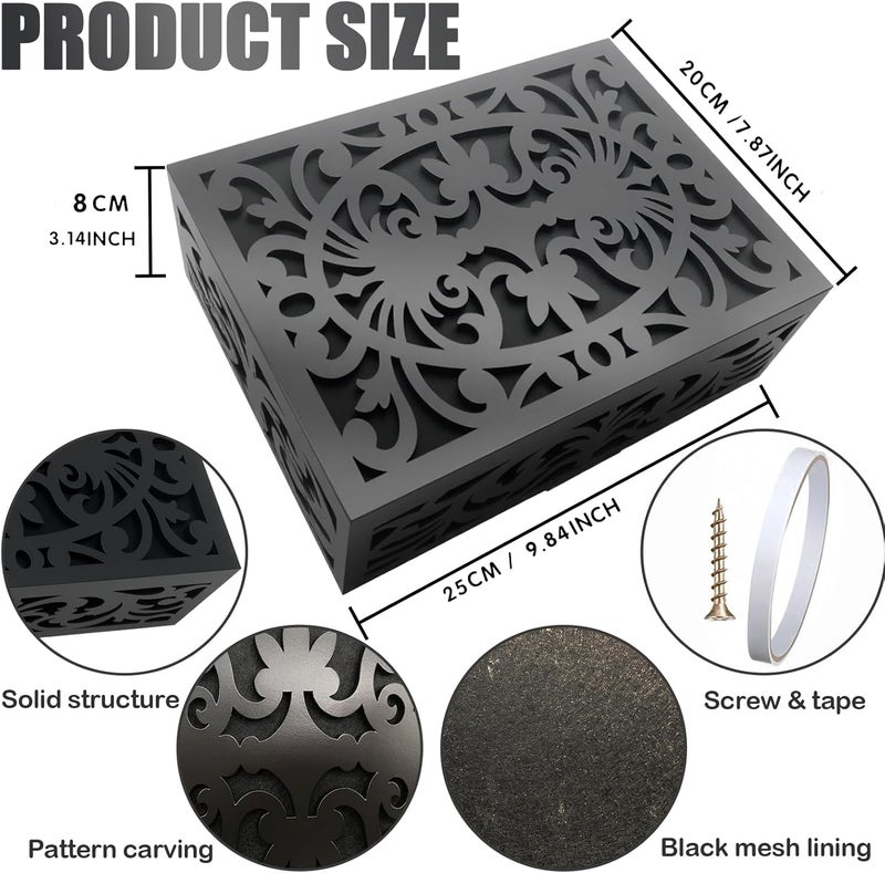 GRAUES Store Modern black Wooden Doorbell Chime Cover Box – Noise-Reducing, – Decorative Black Wall-Mounted Cover for Chimes | wooden doorbell cover box only (large seize (9.84” x 7.87” x 3.15”)) - Image 2
